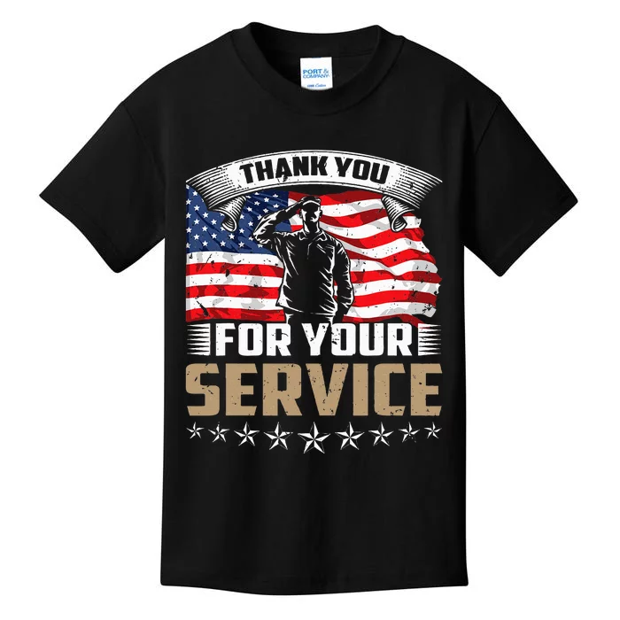 Thank You For Your Service American Flag Veteran Day Kids T-Shirt