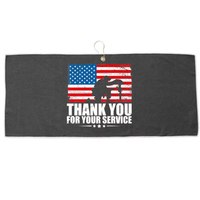 Thank You For Your Service Veteran Day Gift Large Microfiber Waffle Golf Towel