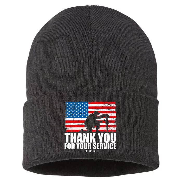 Thank You For Your Service Veteran Day Gift Sustainable Knit Beanie