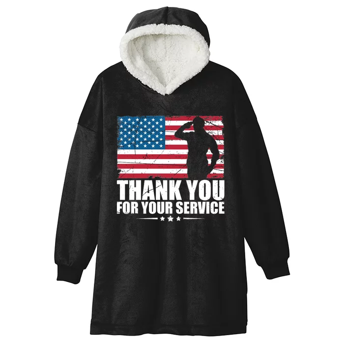 Thank You For Your Service Veteran Day Gift Hooded Wearable Blanket