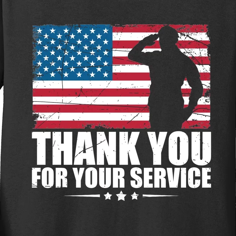 Thank You For Your Service Veteran Day Gift Kids Long Sleeve Shirt