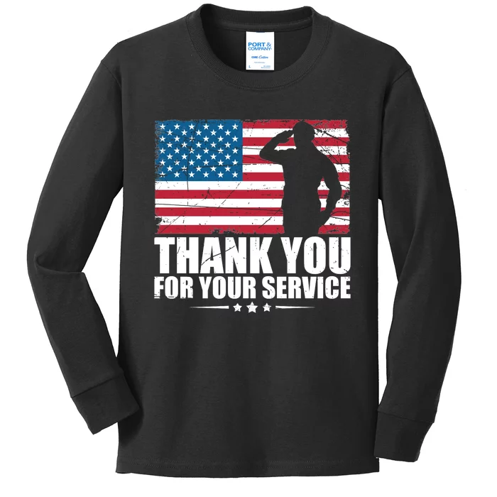 Thank You For Your Service Veteran Day Gift Kids Long Sleeve Shirt