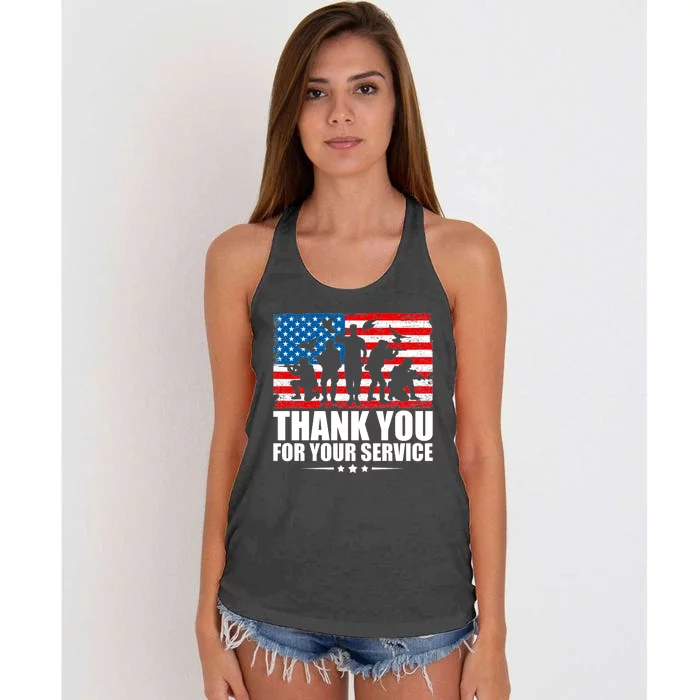 Thank You For Your Service Veteran Day Gift Women's Knotted Racerback Tank