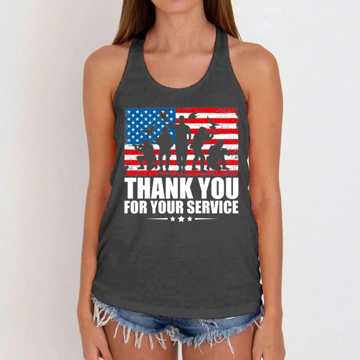 Thank You For Your Service Veteran Day Gift Women's Knotted Racerback Tank