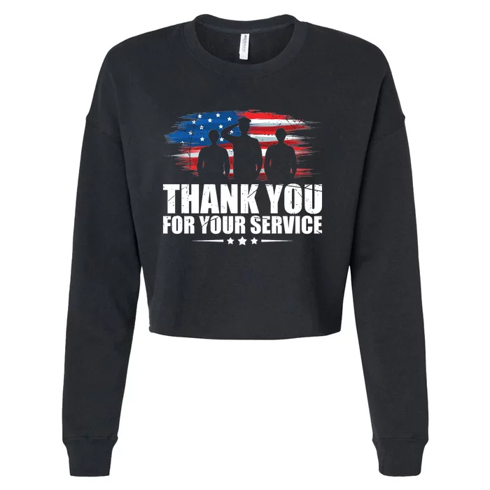 Thank You For Your Service Veteran Day Gift Cropped Pullover Crew