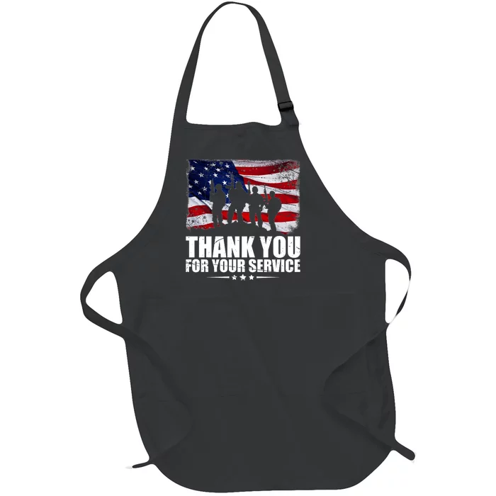 Thank You For Your Service Veteran Day Gift Full-Length Apron With Pocket