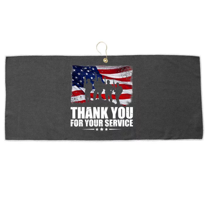 Thank You For Your Service Veteran Day Gift Large Microfiber Waffle Golf Towel