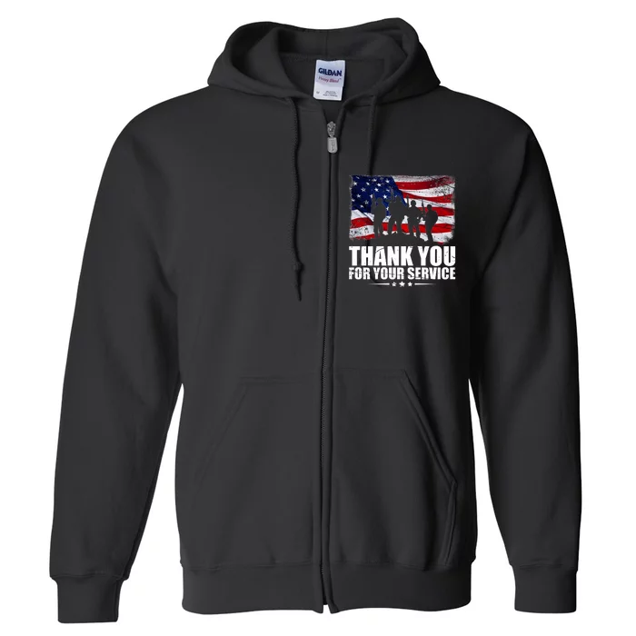 Thank You For Your Service Veteran Day Gift Full Zip Hoodie