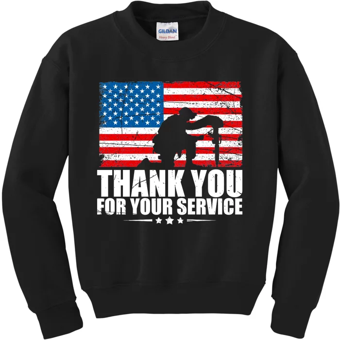 Thank You For Your Service Veteran Day Gift Kids Sweatshirt