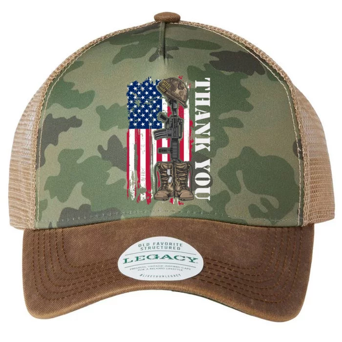 Thank You For Your Service Memorial Day USA American Flag Legacy Tie Dye Trucker Hat