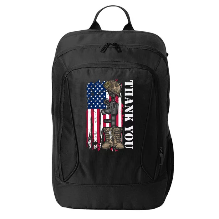 Thank You For Your Service Memorial Day USA American Flag City Backpack