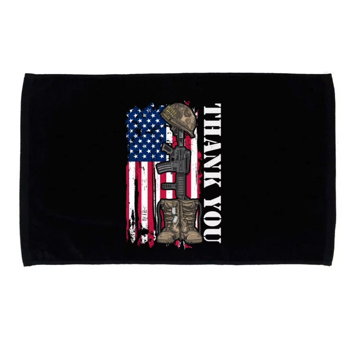 Thank You For Your Service Memorial Day USA American Flag Microfiber Hand Towel