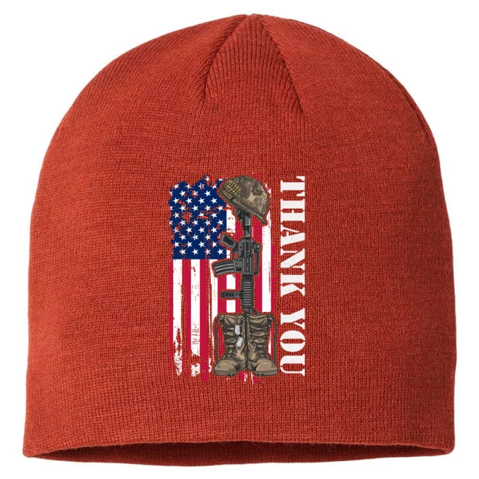 Thank You For Your Service Memorial Day USA American Flag 8 1/2in Sustainable Knit Beanie