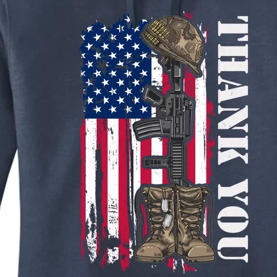 Thank You For Your Service Memorial Day USA American Flag Women's Pullover Hoodie