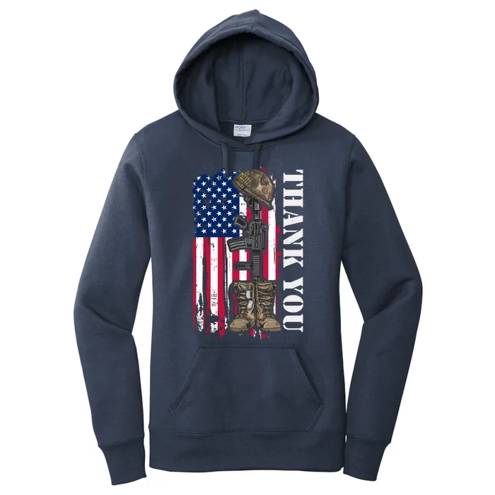 Thank You For Your Service Memorial Day USA American Flag Women's Pullover Hoodie