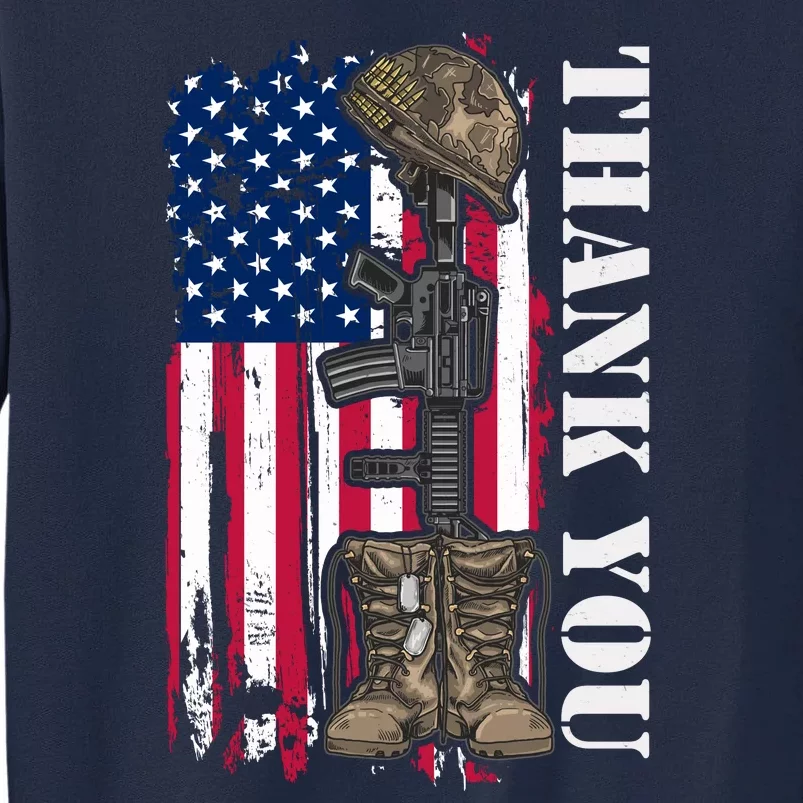 Thank You For Your Service Memorial Day USA American Flag Tall Sweatshirt