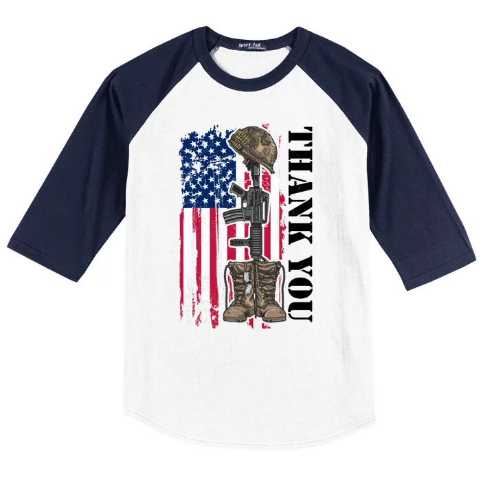 Thank You For Your Service Memorial Day USA American Flag Baseball Sleeve Shirt