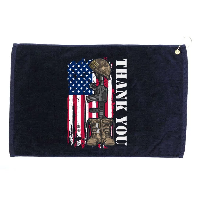 Thank You For Your Service Memorial Day USA American Flag Grommeted Golf Towel