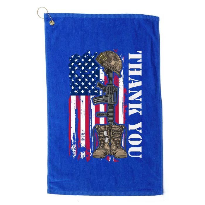 Thank You For Your Service Memorial Day USA American Flag Platinum Collection Golf Towel