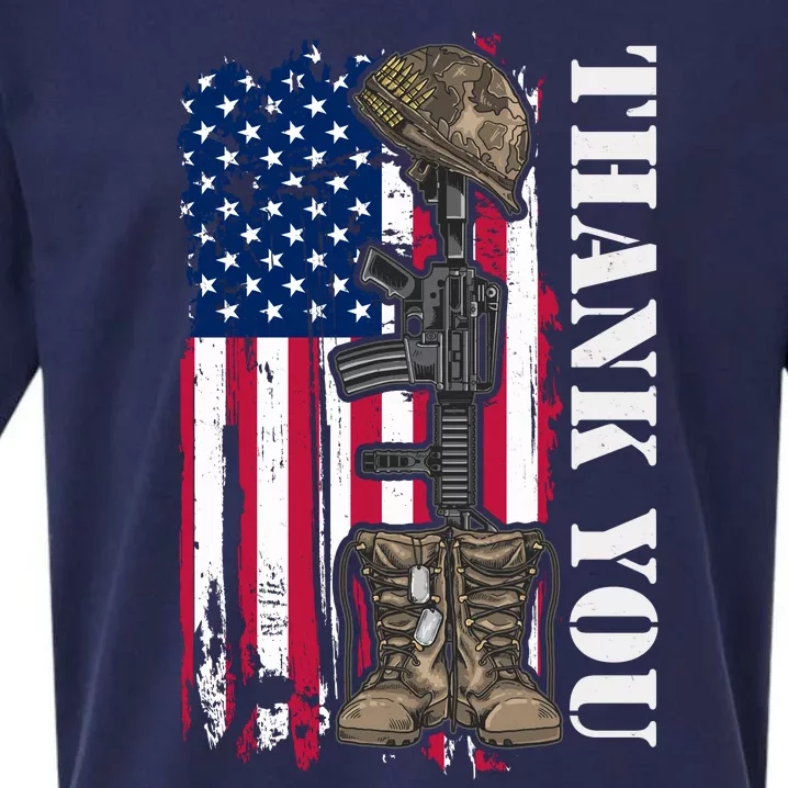 Thank You For Your Service Memorial Day USA American Flag Sueded Cloud Jersey T-Shirt