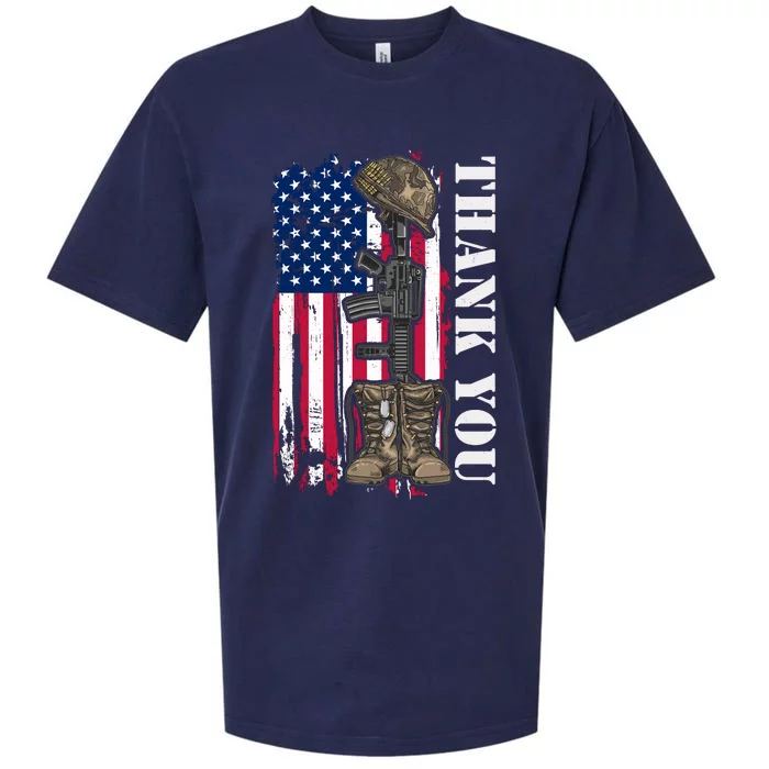 Thank You For Your Service Memorial Day USA American Flag Sueded Cloud Jersey T-Shirt