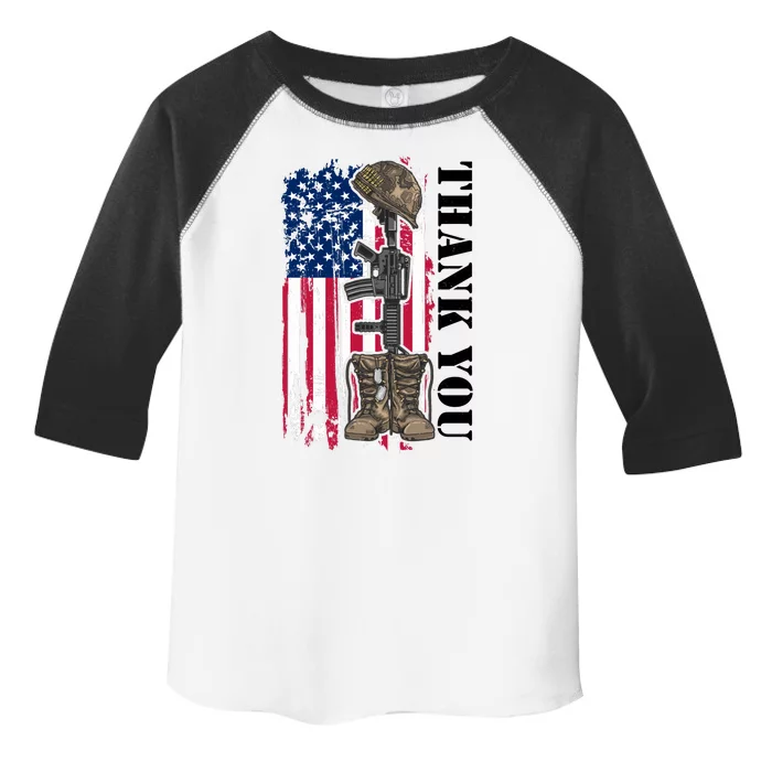 Thank You For Your Service Memorial Day USA American Flag Toddler Fine Jersey T-Shirt