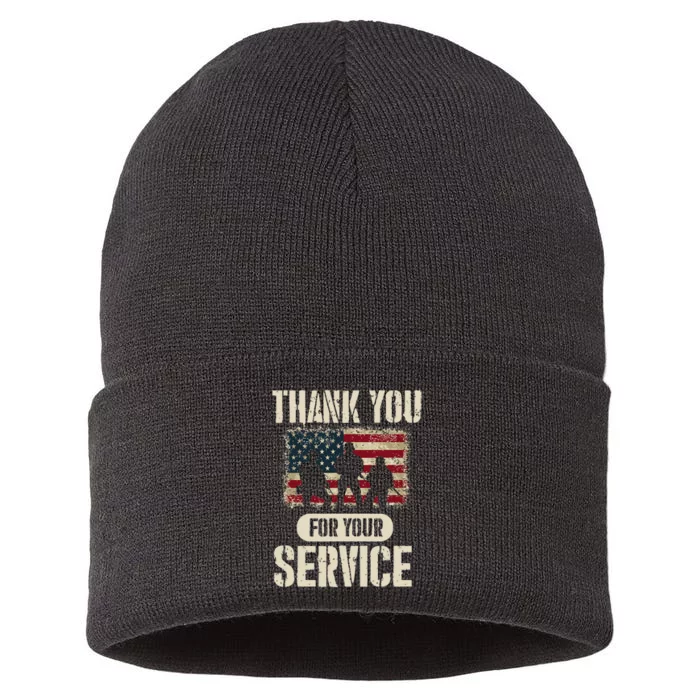 Thank You For Your Service Shirt, Patriotic Veterans Day Sustainable Knit Beanie