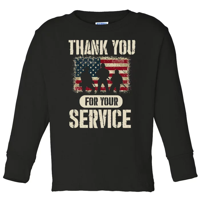 Thank You For Your Service Shirt, Patriotic Veterans Day Toddler Long Sleeve Shirt