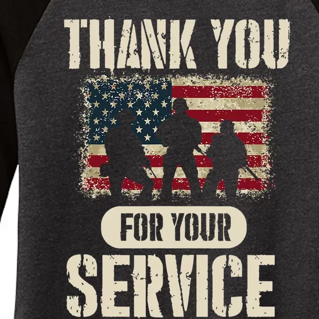 Thank You For Your Service Shirt, Patriotic Veterans Day Women's Tri-Blend 3/4-Sleeve Raglan Shirt