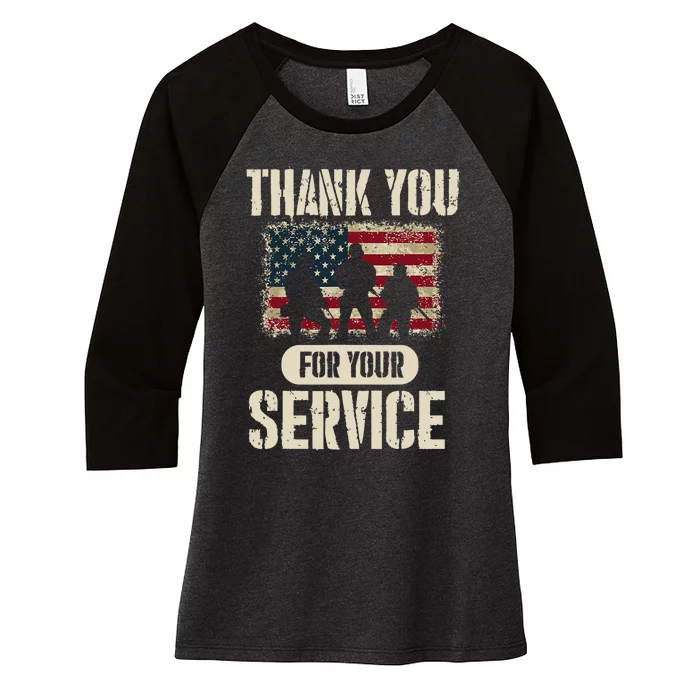 Thank You For Your Service Shirt, Patriotic Veterans Day Women's Tri-Blend 3/4-Sleeve Raglan Shirt