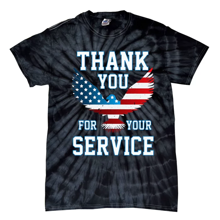 Thank You For Your Service Patriotic Eagle Tie-Dye T-Shirt