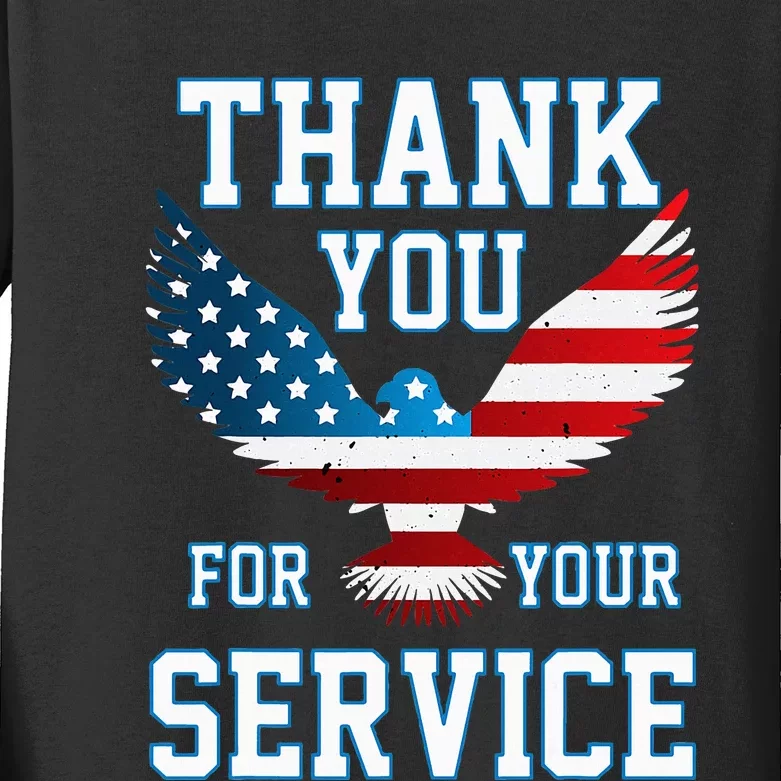 Thank You For Your Service Patriotic Eagle Kids Long Sleeve Shirt