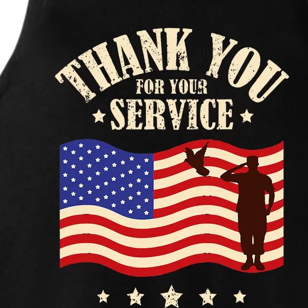 Thank you for your service retro veterans day Ladies Tri-Blend Wicking Tank