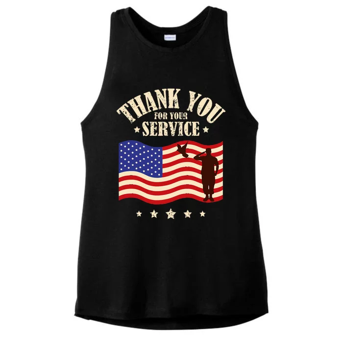 Thank you for your service retro veterans day Ladies Tri-Blend Wicking Tank