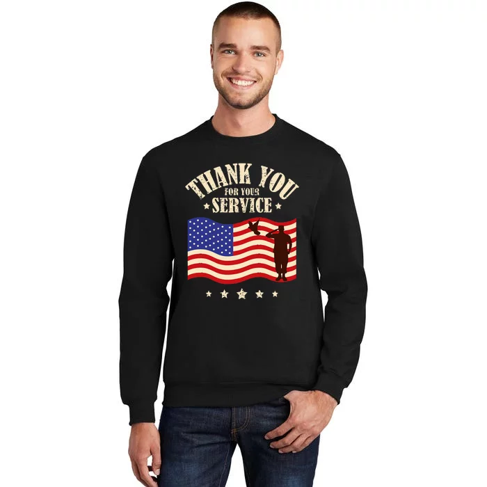 Thank you for your service retro veterans day Tall Sweatshirt