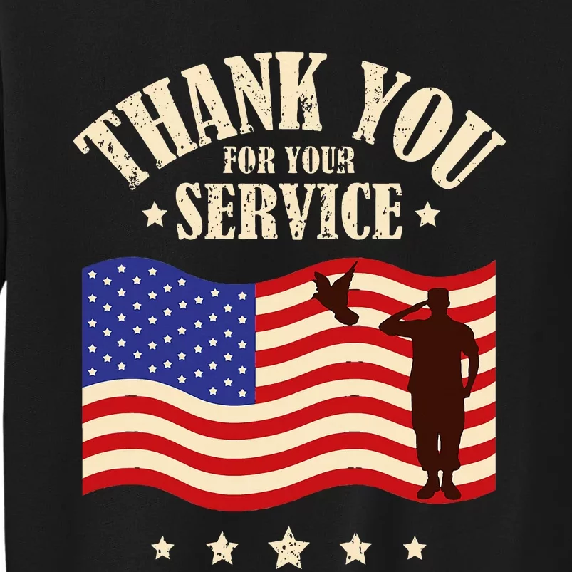 Thank you for your service retro veterans day Tall Sweatshirt