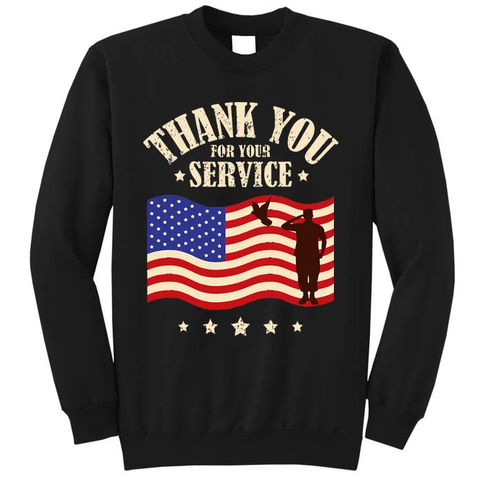 Thank you for your service retro veterans day Tall Sweatshirt