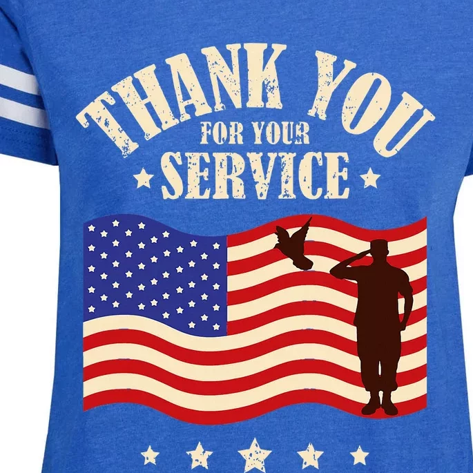 Thank you for your service retro veterans day Enza Ladies Jersey Football T-Shirt