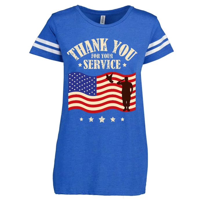 Thank you for your service retro veterans day Enza Ladies Jersey Football T-Shirt