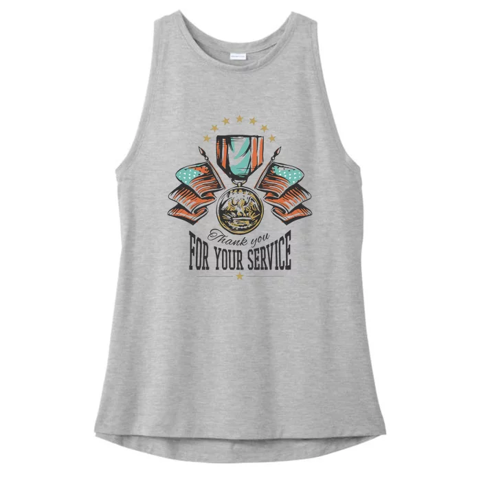 Thank You For Your Service Veteran Ladies Tri-Blend Wicking Tank