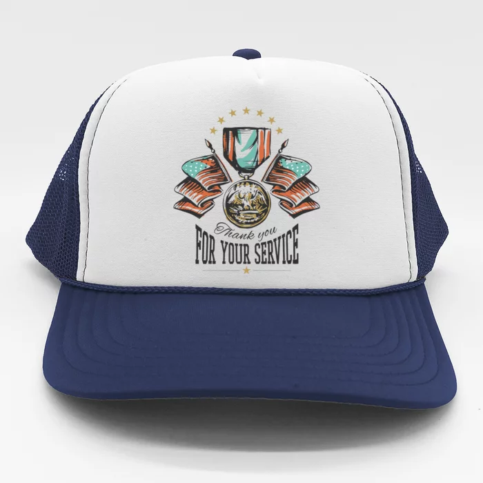 Thank You For Your Service Veteran Trucker Hat