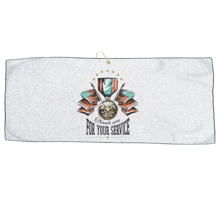 Thank You For Your Service Veteran Large Microfiber Waffle Golf Towel