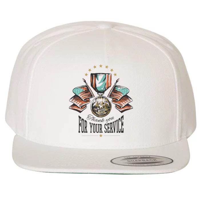 Thank You For Your Service Veteran Wool Snapback Cap