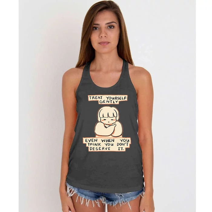 Treat Yourself Gently Even When You Think You Women's Knotted Racerback Tank