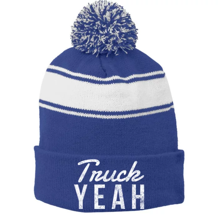 Truck Yeah Gift Stripe Pom Pom Beanie