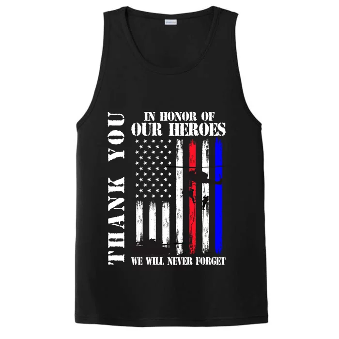 Thank You Honor Our Heroes Never Forget Memorial Day Flag Gift Performance Tank