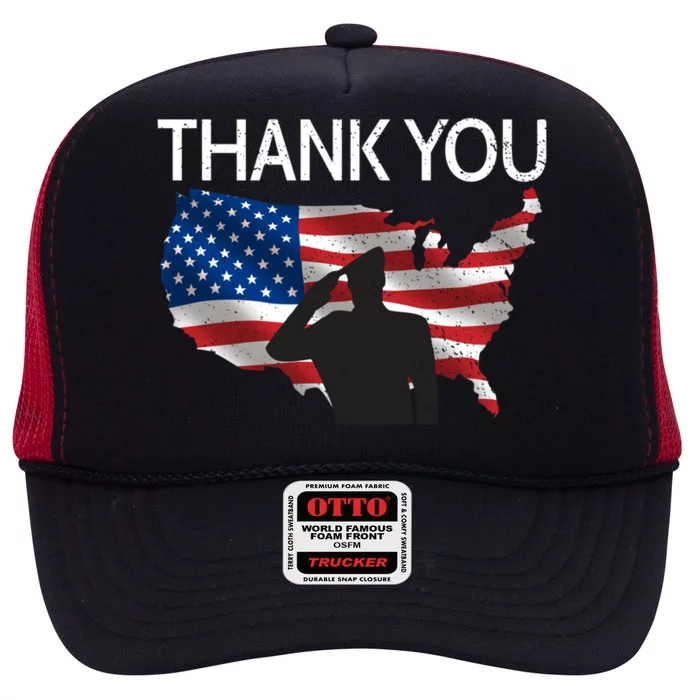 Thank You Honor The Soldiers Salute Memorial Day Gift High Crown Mesh Trucker Hat