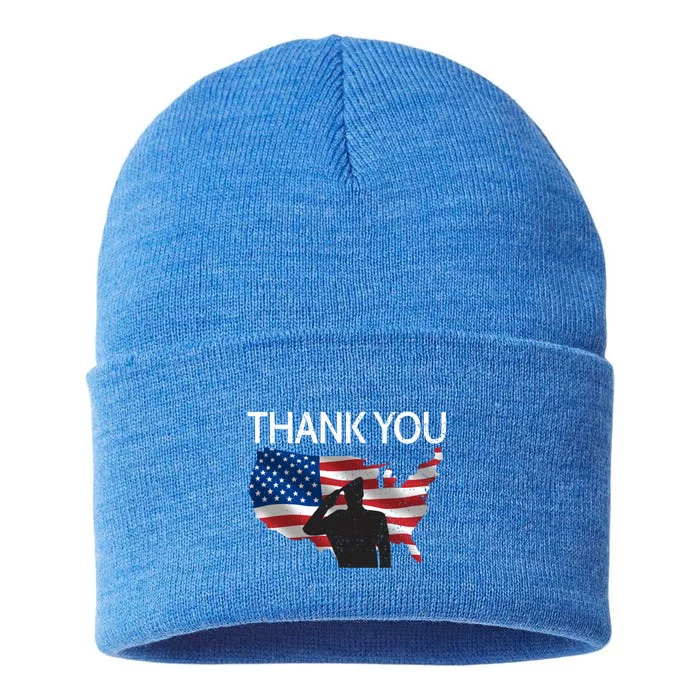 Thank You Honor The Soldiers Salute Memorial Day Gift Sustainable Knit Beanie