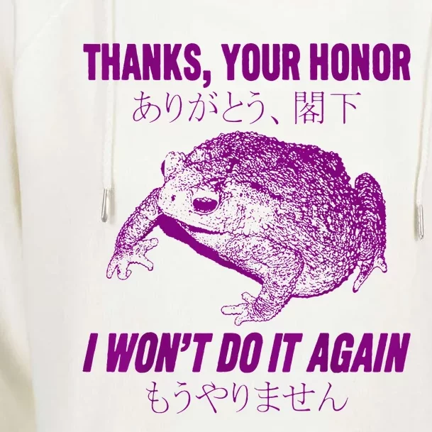 Thanks Your Honor I WonT Do It Again Frog Womens Funnel Neck Pullover Hood