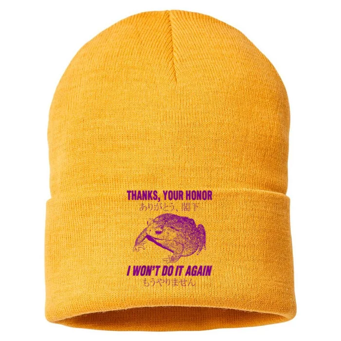 Thanks Your Honor I WonT Do It Again Frog Sustainable Knit Beanie